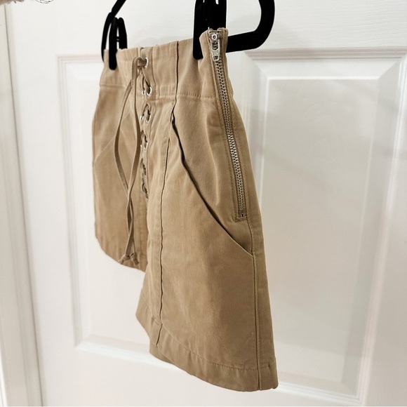 A.L.C. Kyle Lace up fly Khaki Tan Shorts sz 4 - Picture 5 of 8